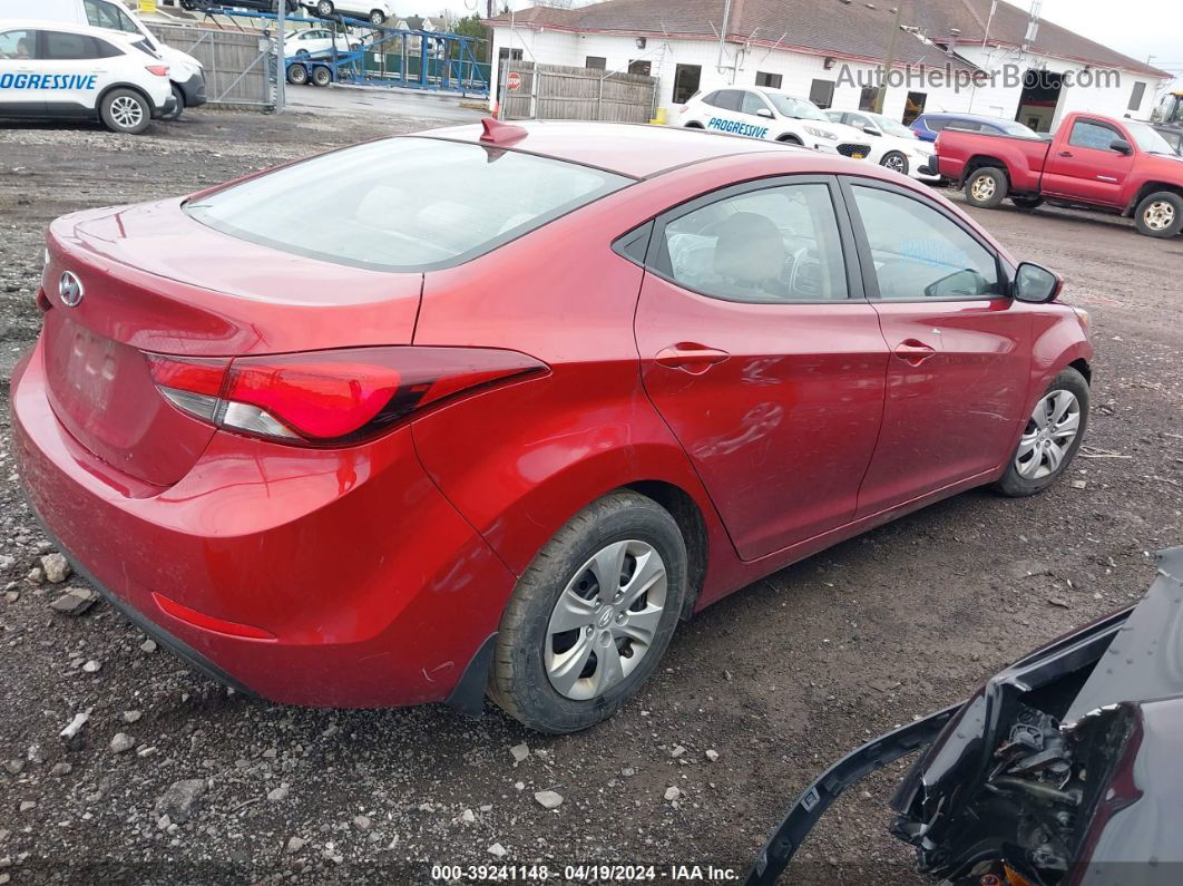 2016 Hyundai Elantra Se Red vin: 5NPDH4AEXGH796488