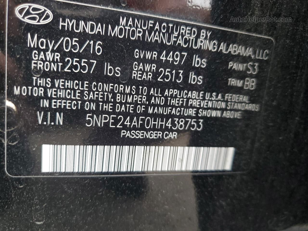 2017 Hyundai Sonata Se Черный vin: 5NPE24AF0HH438753