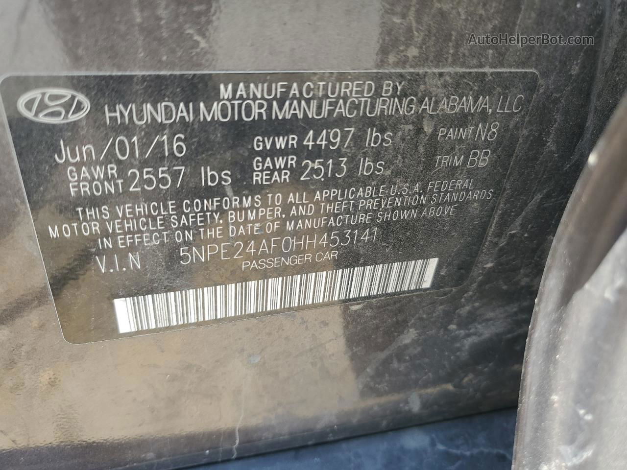 2017 Hyundai Sonata Se Серый vin: 5NPE24AF0HH453141