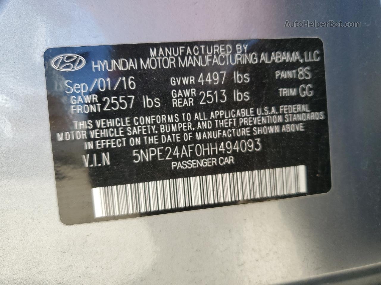 2017 Hyundai Sonata Se Silver vin: 5NPE24AF0HH494093