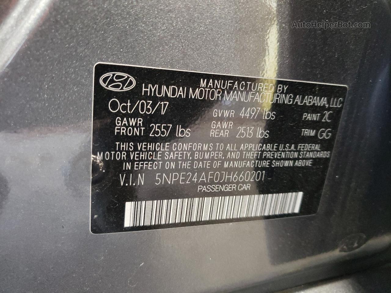 2018 Hyundai Sonata Se Серый vin: 5NPE24AF0JH660201