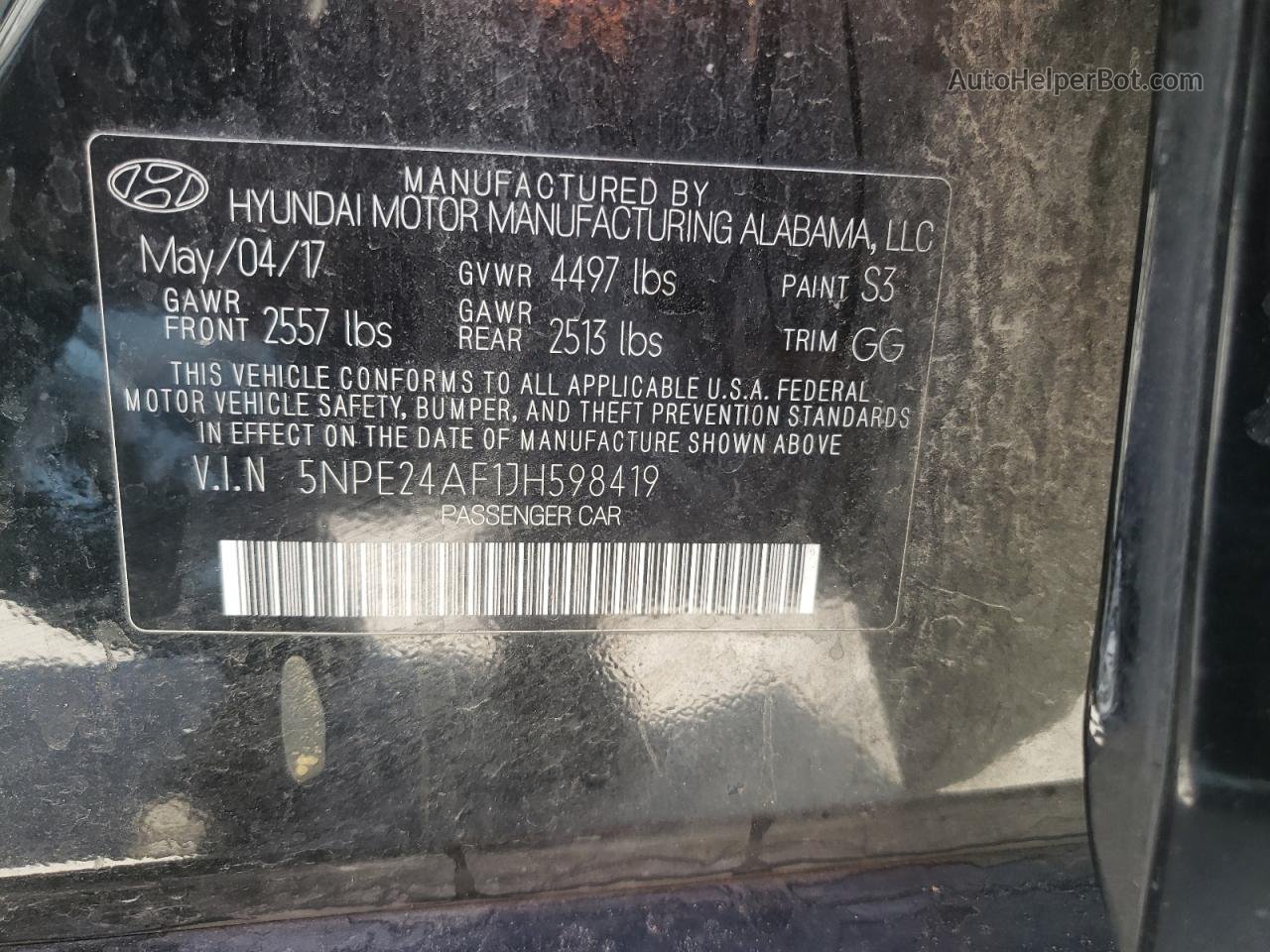 2018 Hyundai Sonata Se Black vin: 5NPE24AF1JH598419