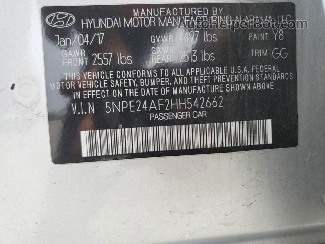 2017 Hyundai Sonata Se Silver vin: 5NPE24AF2HH542662