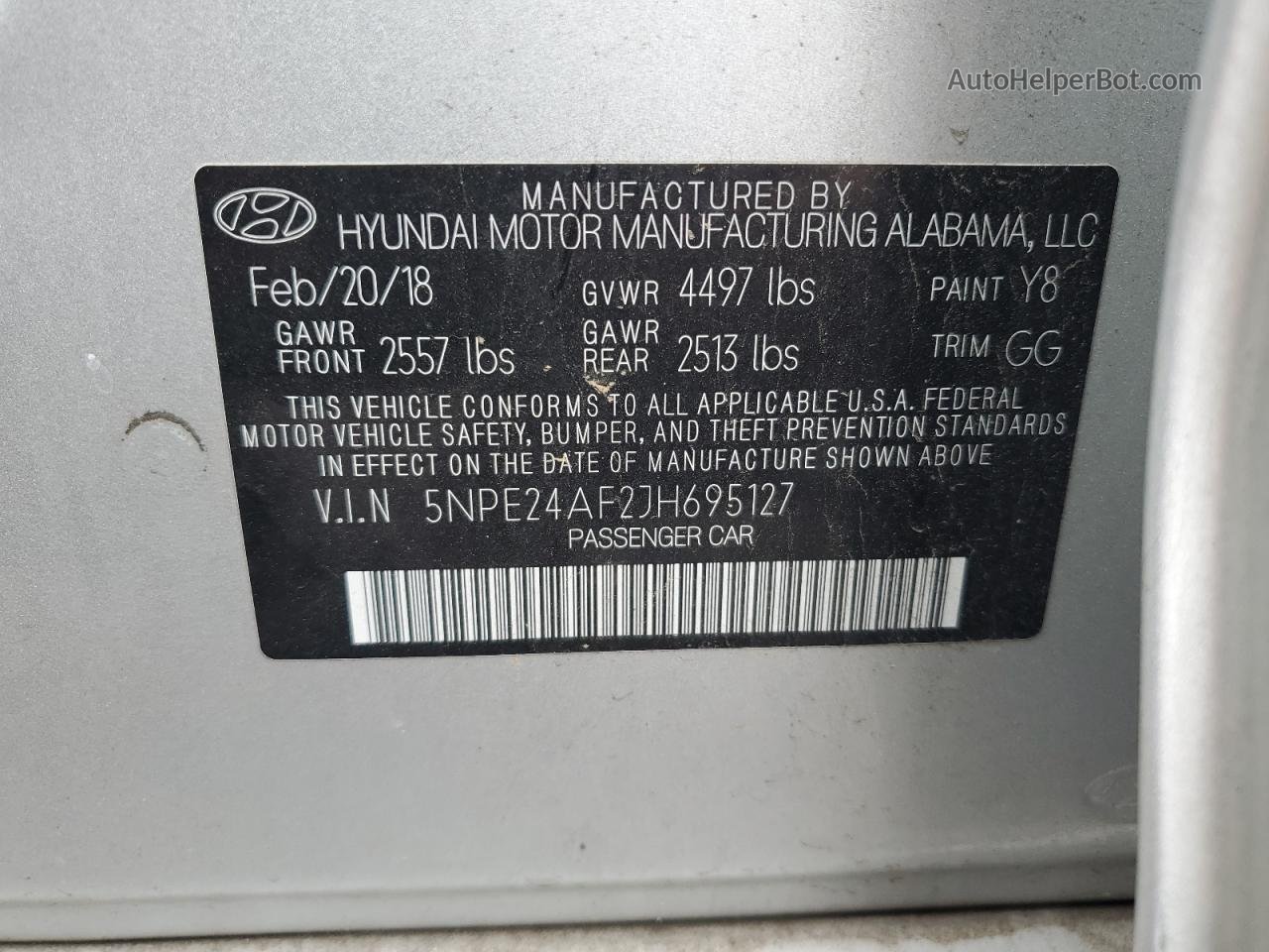 2018 Hyundai Sonata Se Silver vin: 5NPE24AF2JH695127