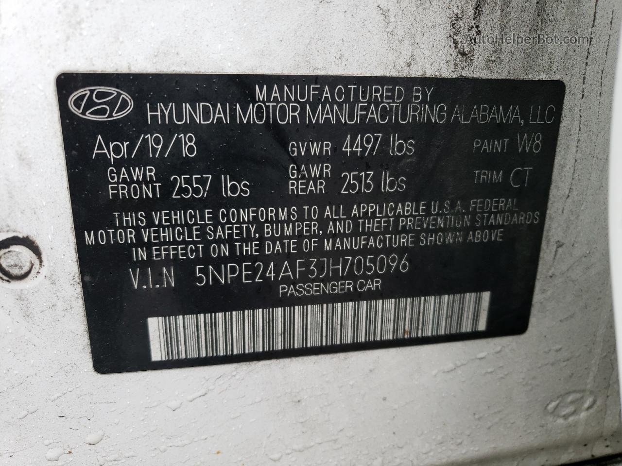 2018 Hyundai Sonata Se Белый vin: 5NPE24AF3JH705096