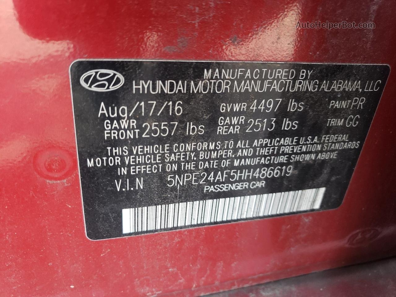 2017 Hyundai Sonata Se Red vin: 5NPE24AF5HH486619