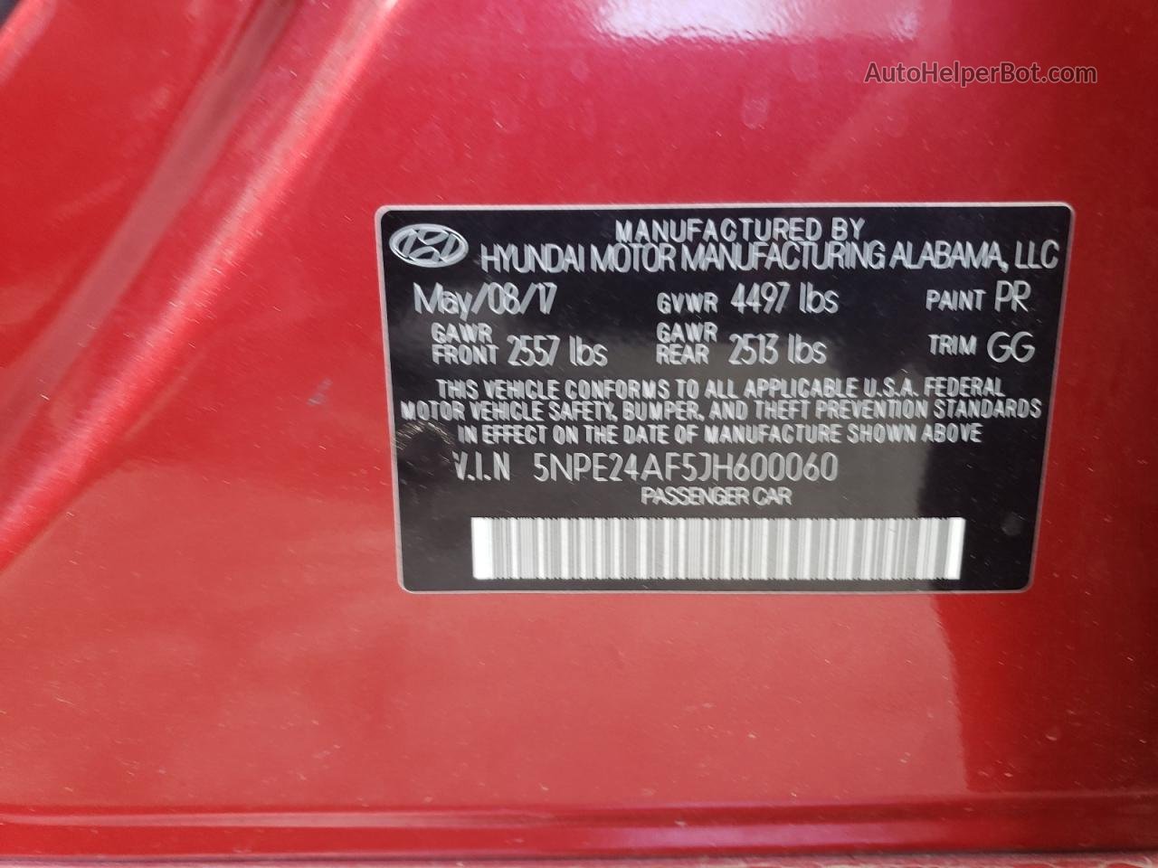 2018 Hyundai Sonata Se Красный vin: 5NPE24AF5JH600060