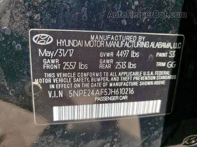 2018 Hyundai Sonata Se Black vin: 5NPE24AF5JH610216