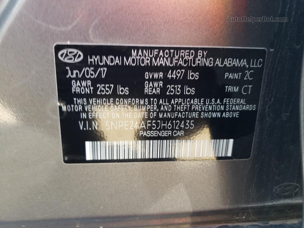 2018 Hyundai Sonata Se Charcoal vin: 5NPE24AF5JH612435