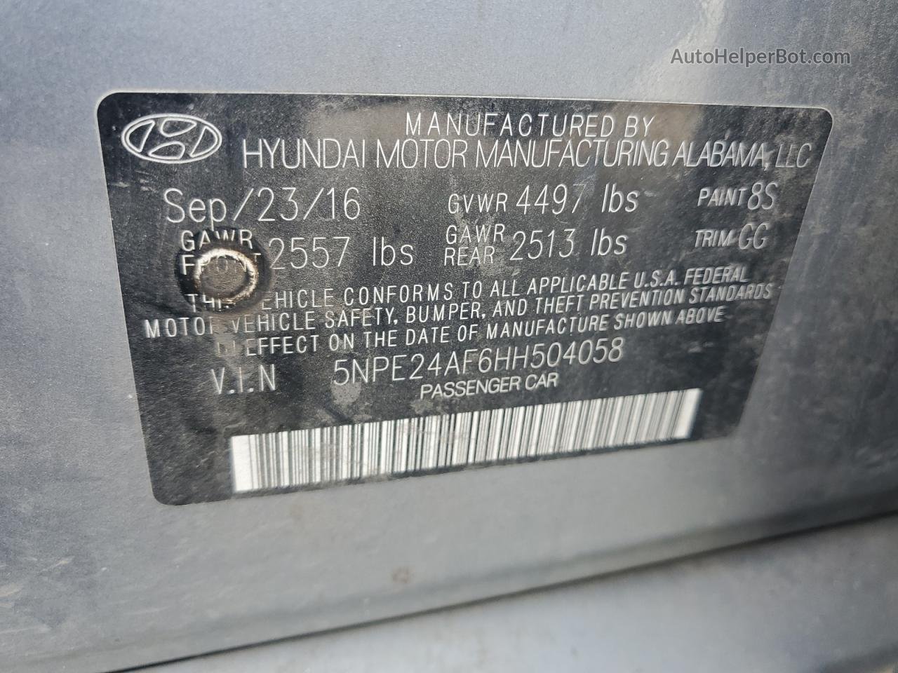 2017 Hyundai Sonata Se Silver vin: 5NPE24AF6HH504058