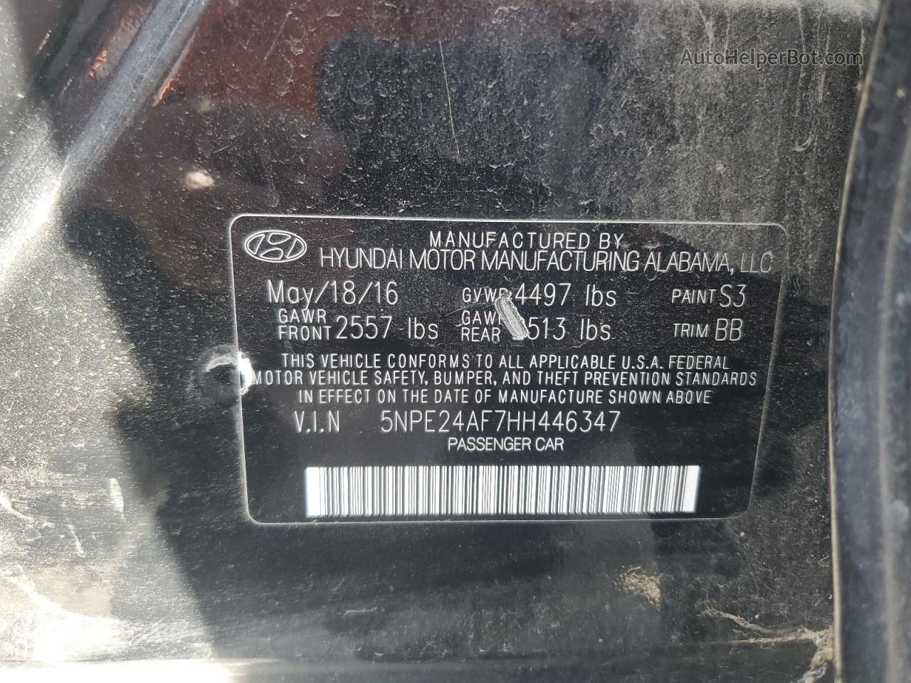 2017 Hyundai Sonata Se Черный vin: 5NPE24AF7HH446347