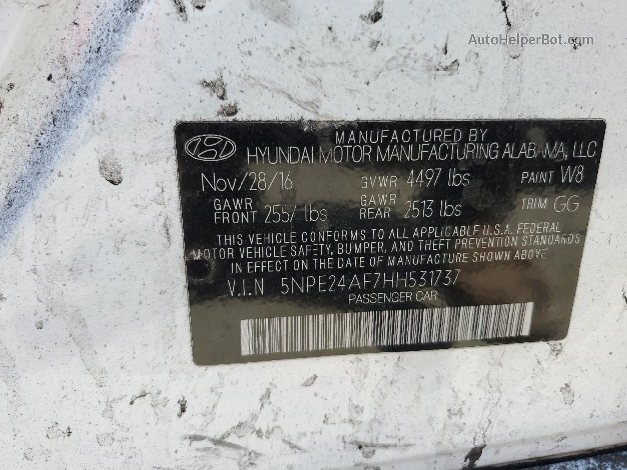 2017 Hyundai Sonata Se White vin: 5NPE24AF7HH531737