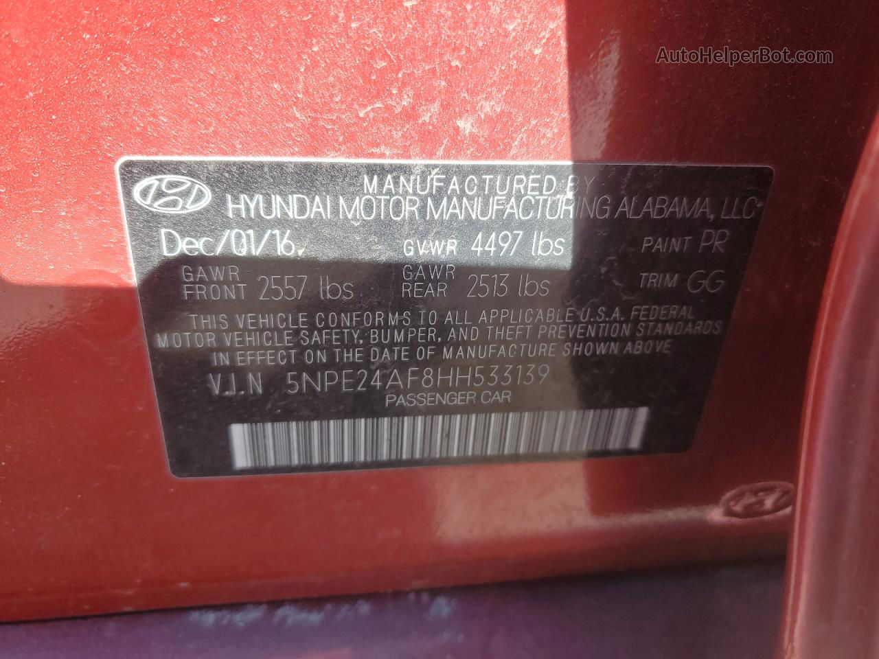 2017 Hyundai Sonata Se Red vin: 5NPE24AF8HH533139