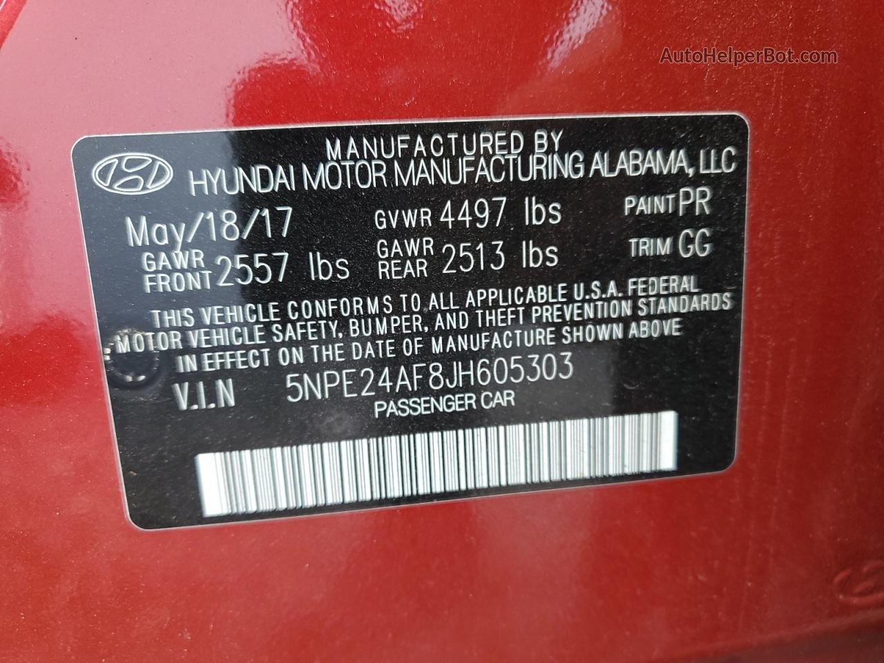 2018 Hyundai Sonata Se Красный vin: 5NPE24AF8JH605303