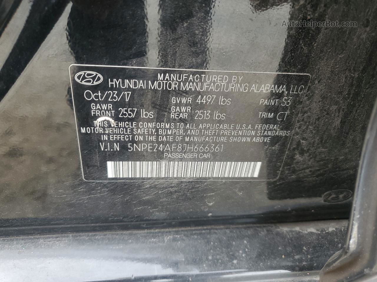 2018 Hyundai Sonata Se Black vin: 5NPE24AF8JH666361