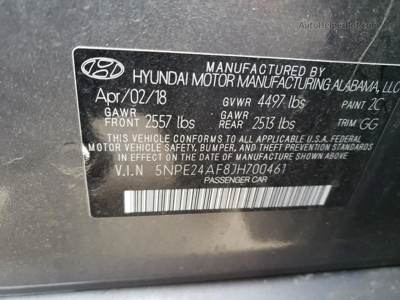 2018 Hyundai Sonata Se Gray vin: 5NPE24AF8JH700461