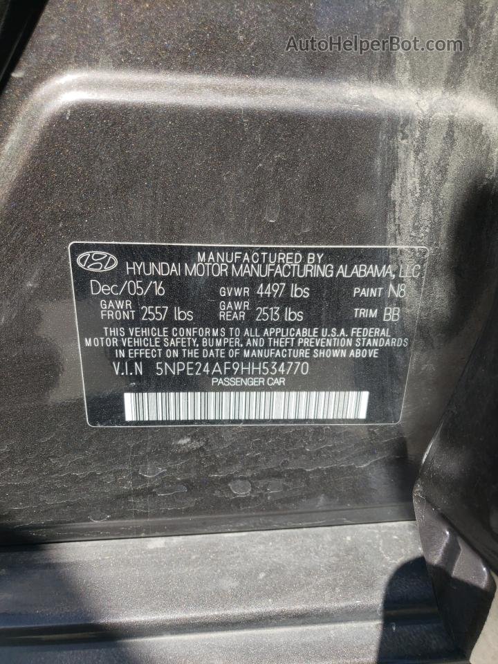 2017 Hyundai Sonata Se Gray vin: 5NPE24AF9HH534770