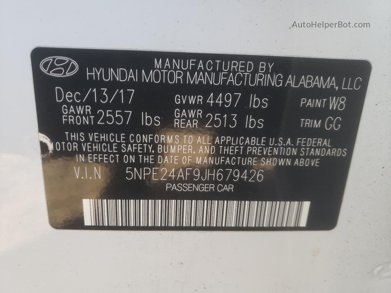 2018 Hyundai Sonata Se Белый vin: 5NPE24AF9JH679426