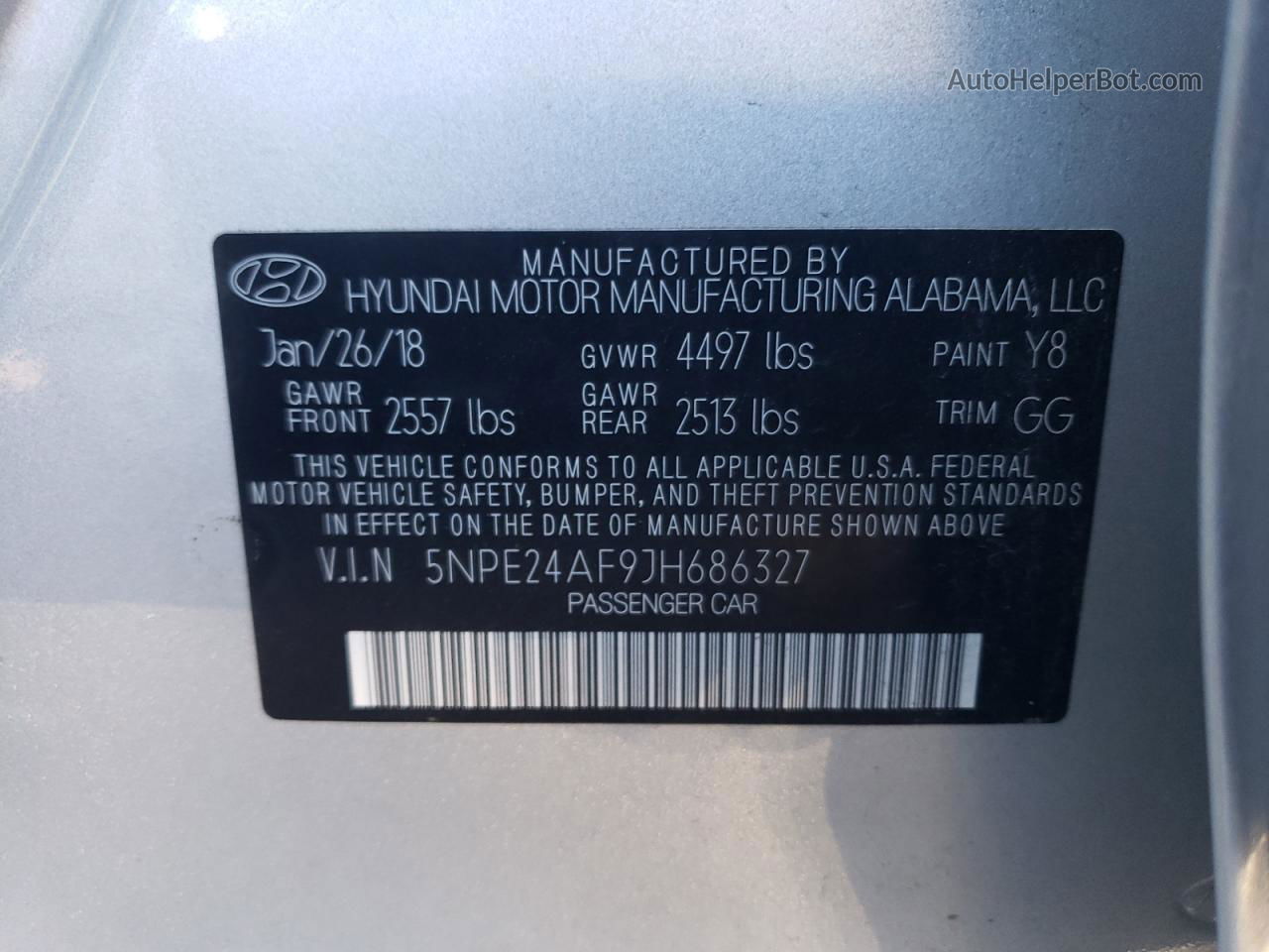 2018 Hyundai Sonata Se Silver vin: 5NPE24AF9JH686327