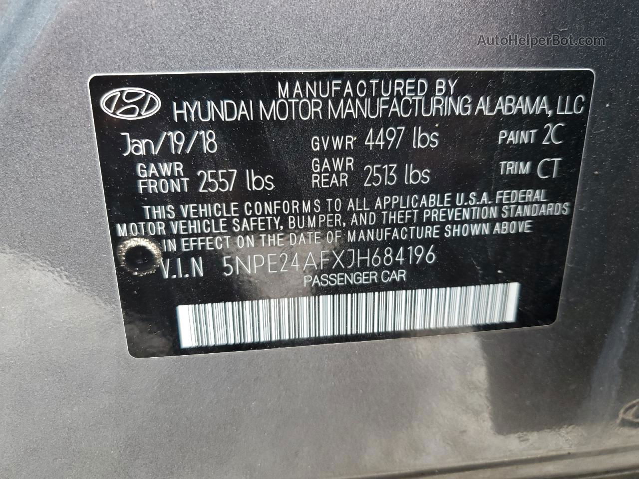 2018 Hyundai Sonata Se Gray vin: 5NPE24AFXJH684196