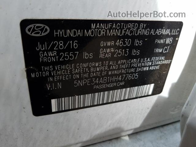 2017 Hyundai Sonata Sport White vin: 5NPE34AB1HH477605