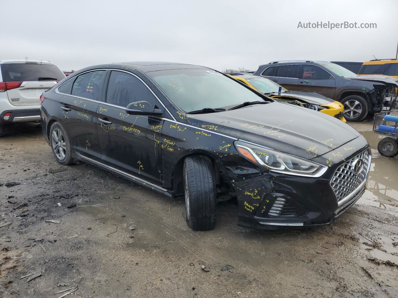 2018 Hyundai Sonata Sport Черный vin: 5NPE34AF0JH644903