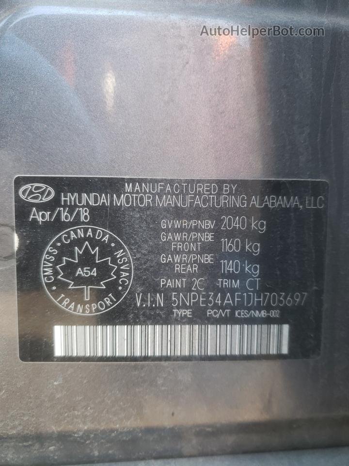 2018 Hyundai Sonata Sport Charcoal vin: 5NPE34AF1JH703697