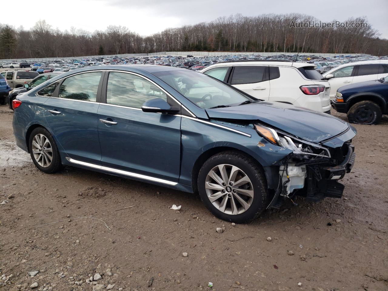 2017 Hyundai Sonata Sport Синий vin: 5NPE34AF3HH509506