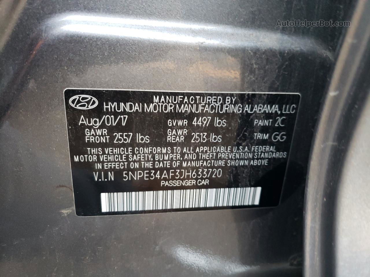 2018 Hyundai Sonata Sport Gray vin: 5NPE34AF3JH633720