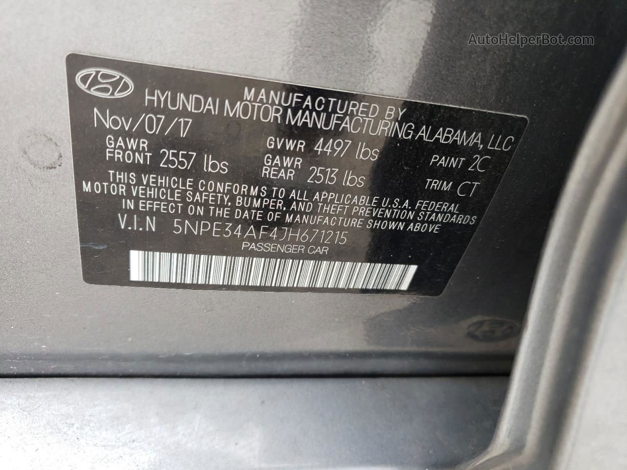 2018 Hyundai Sonata Sport Gray vin: 5NPE34AF4JH671215