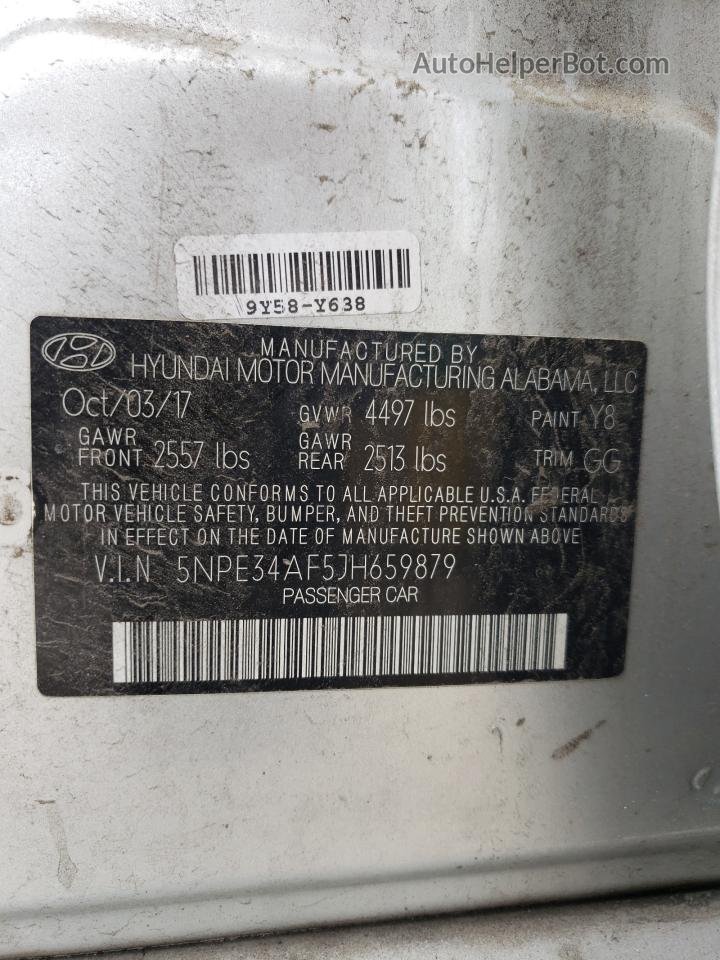 2018 Hyundai Sonata Sport Silver vin: 5NPE34AF5JH659879