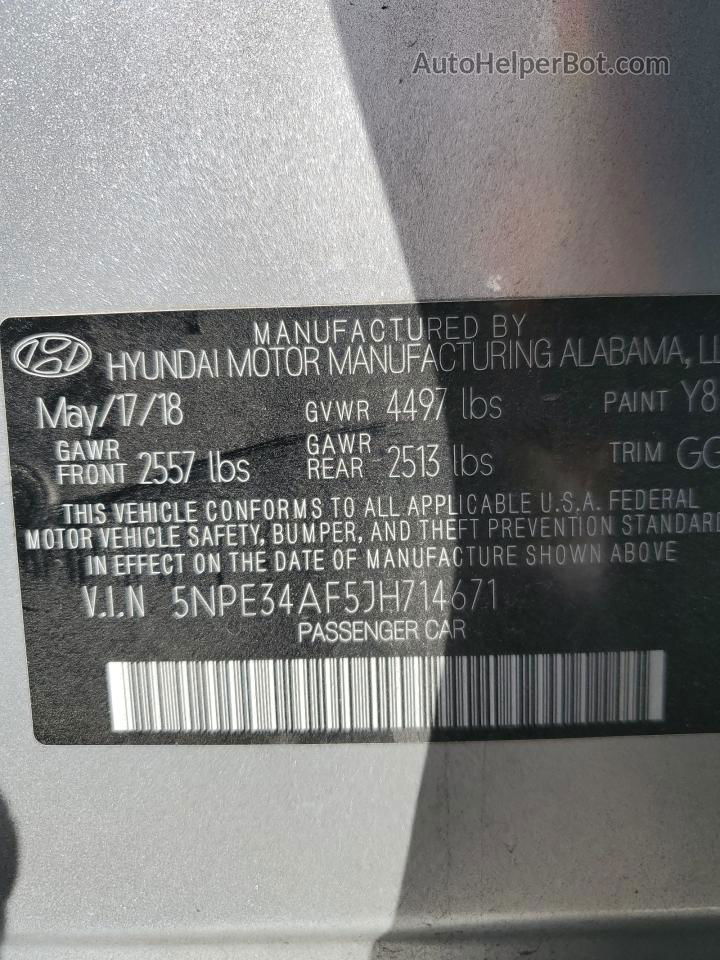 2018 Hyundai Sonata Sport Серебряный vin: 5NPE34AF5JH714671