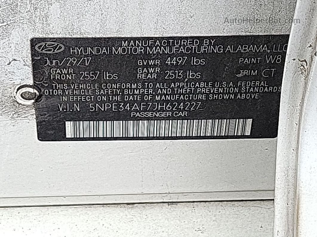2018 Hyundai Sonata Sport vin: 5NPE34AF7JH624227
