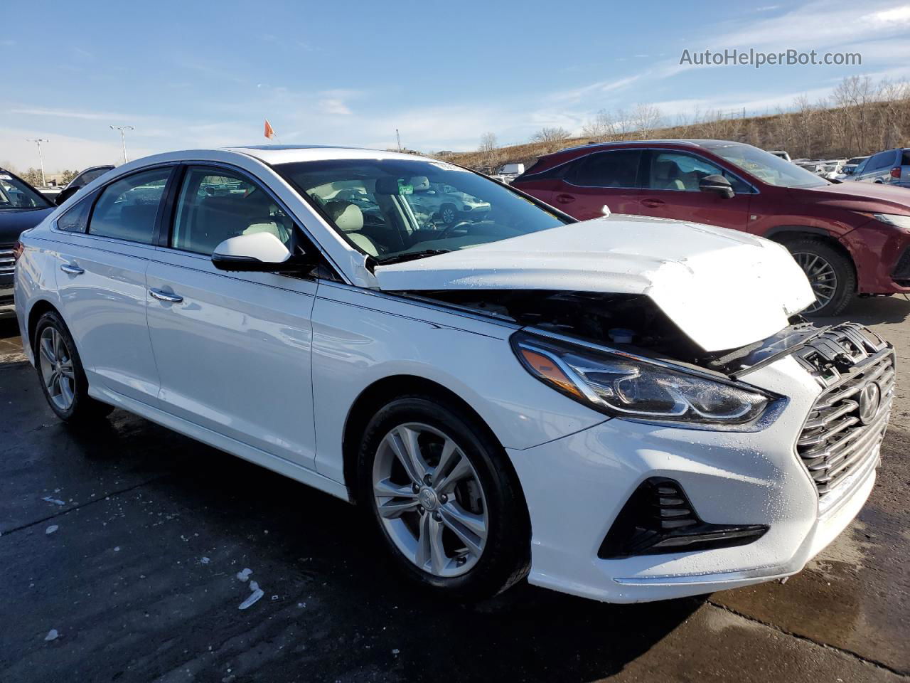 2018 Hyundai Sonata Sport White vin: 5NPE34AF7JH628570