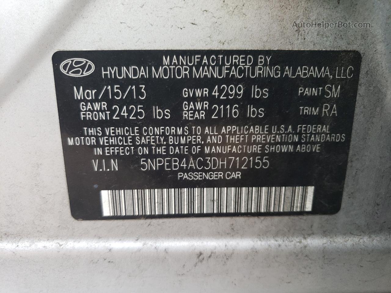 2013 Hyundai Sonata Gls Silver vin: 5NPEB4AC3DH712155