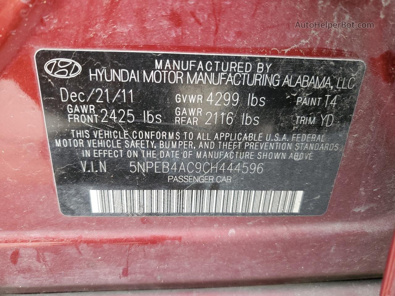 2012 Hyundai Sonata Gls Silver vin: 5NPEB4AC9CH444596