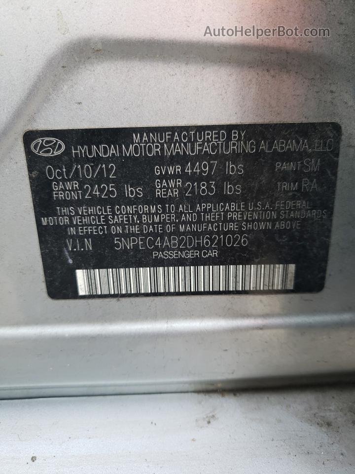 2013 Hyundai Sonata Se Silver vin: 5NPEC4AB2DH621026