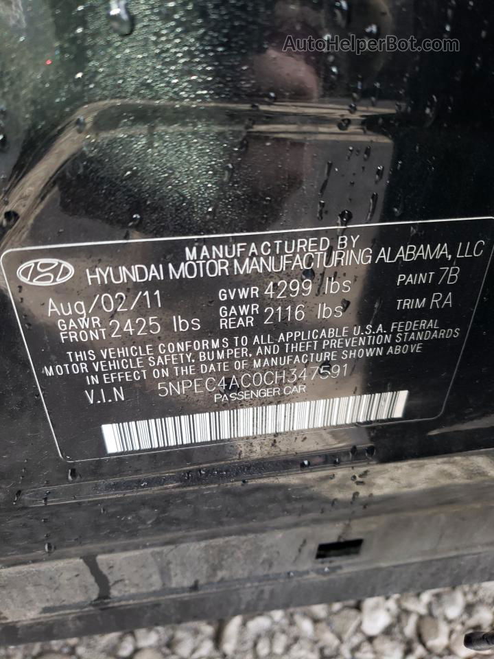 2012 Hyundai Sonata Se Черный vin: 5NPEC4AC0CH347591