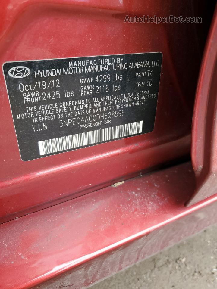 2013 Hyundai Sonata Se Red vin: 5NPEC4AC0DH628596