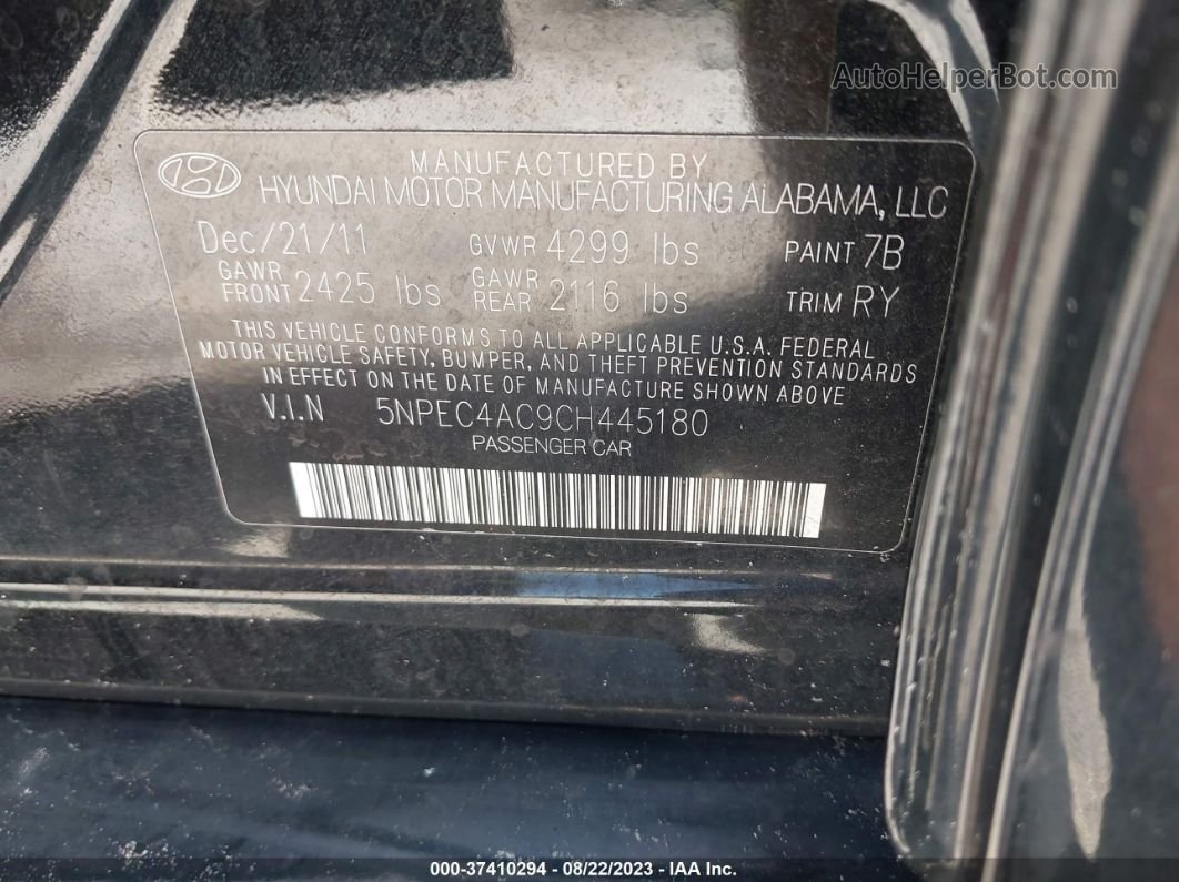2012 Hyundai Sonata 2.4l Se Черный vin: 5NPEC4AC9CH445180