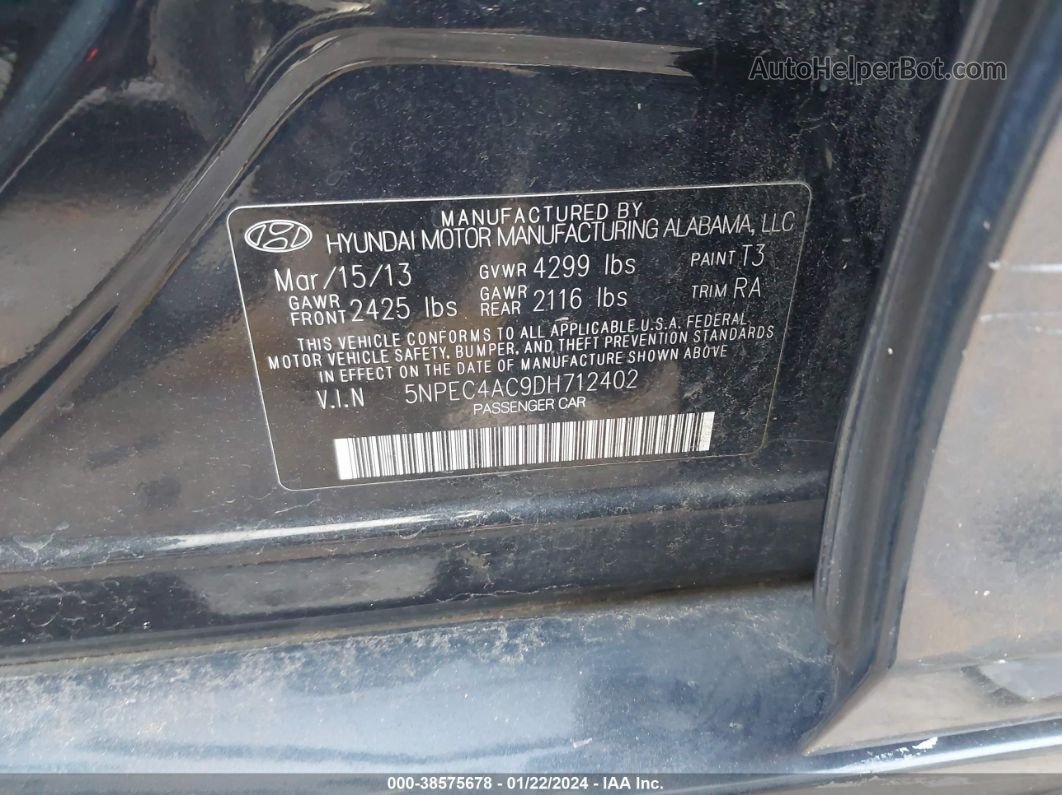 2013 Hyundai Sonata Se Black vin: 5NPEC4AC9DH712402