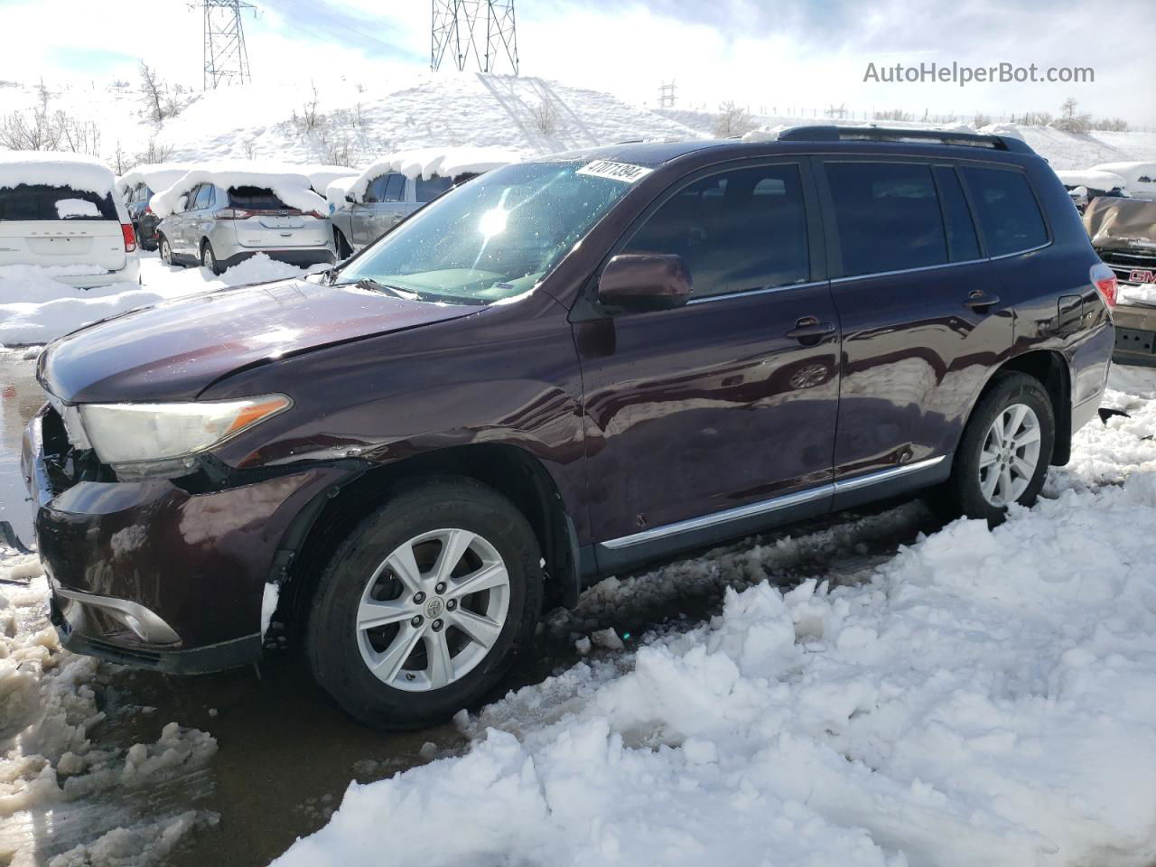 2011 Toyota Highlander Base Maroon vin: 5TDBK3EH0BS085182