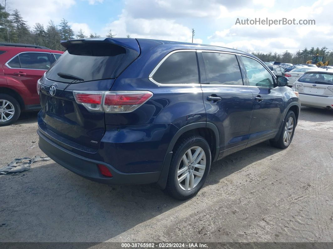 2016 Toyota Highlander Le V6 Blue vin: 5TDBKRFH4GS266987