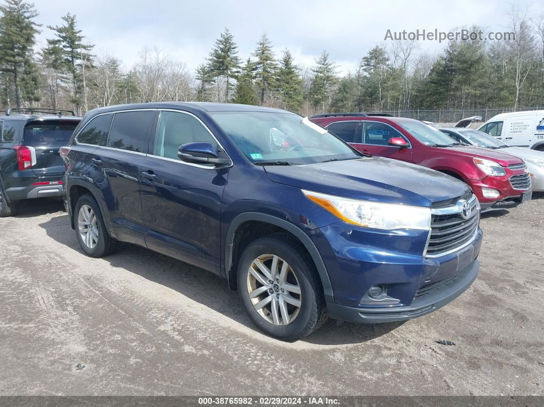 2016 Toyota Highlander Le V6 Blue vin: 5TDBKRFH4GS266987