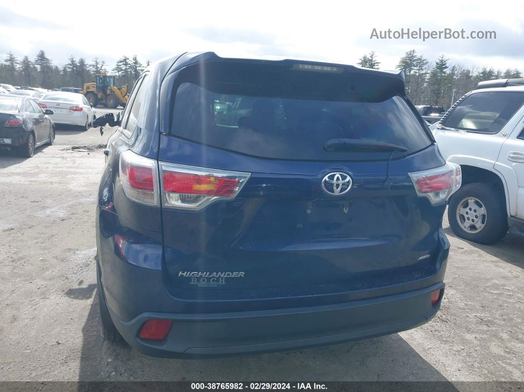 2016 Toyota Highlander Le V6 Blue vin: 5TDBKRFH4GS266987