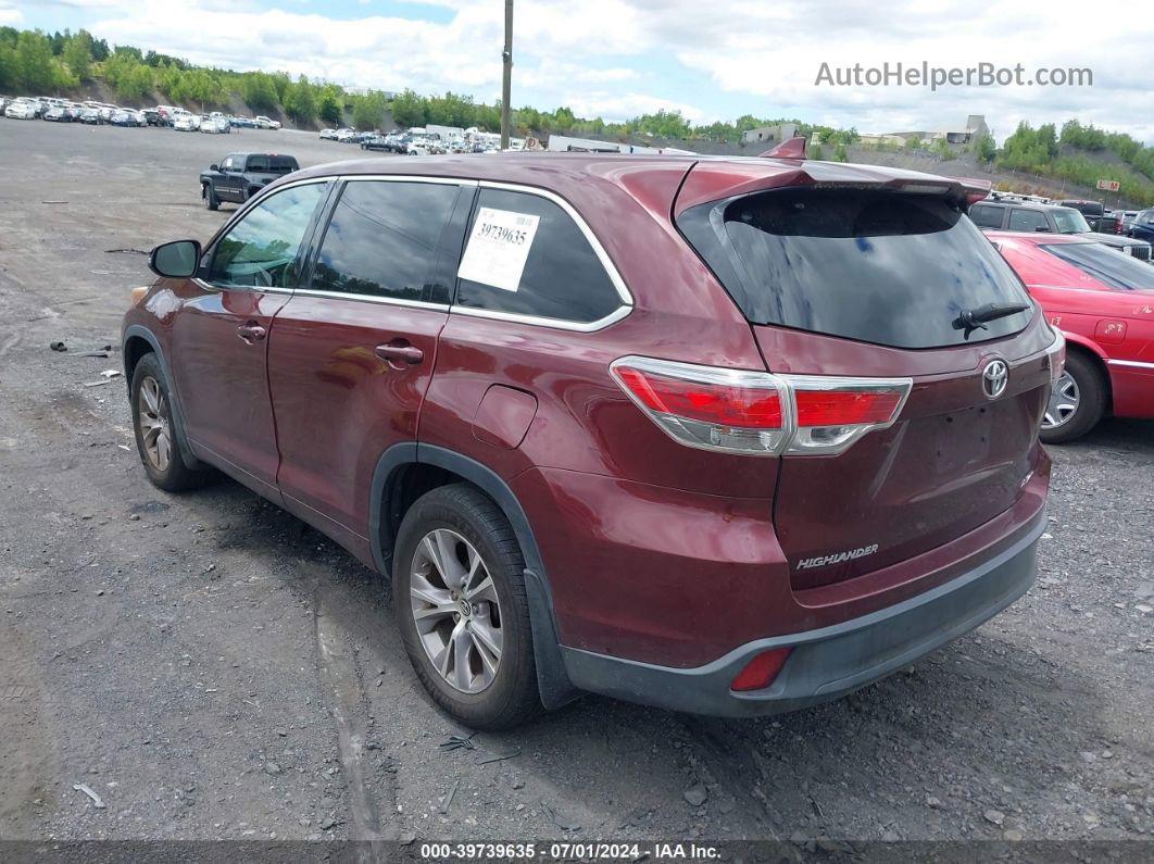 2016 Toyota Highlander Le Plus V6 Maroon vin: 5TDBKRFH5GS262317