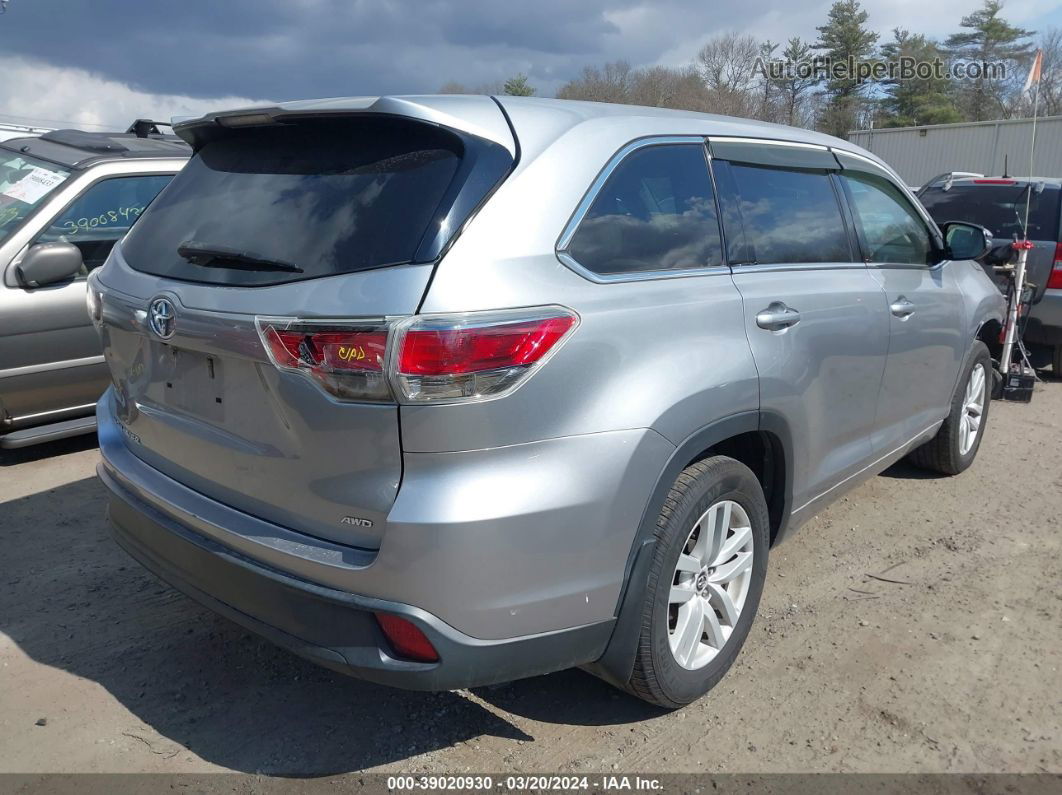 2016 Toyota Highlander Le V6 Silver vin: 5TDBKRFHXGS298388