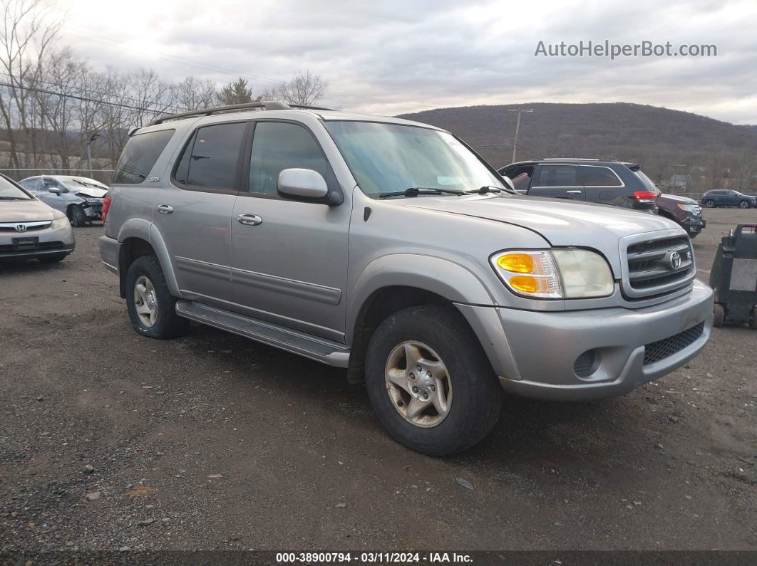 2002 Toyota Sequoia Sr5 V8 Silver vin: 5TDBT44A32S095552