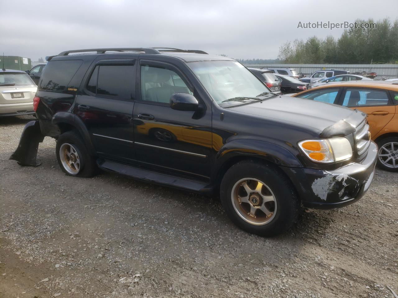 2002 Toyota Sequoia Limited Black vin: 5TDBT48A12S103898