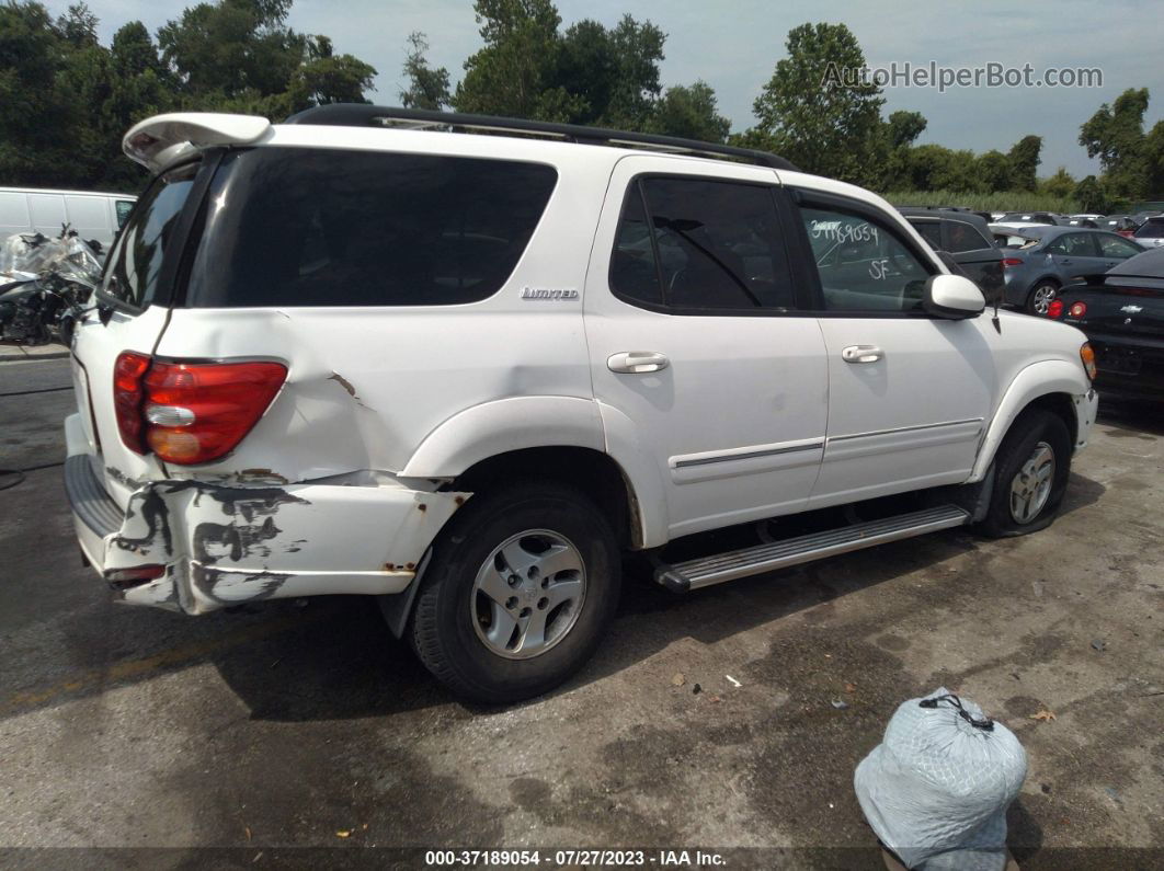 2002 Toyota Sequoia Limited White vin: 5TDBT48A12S116229